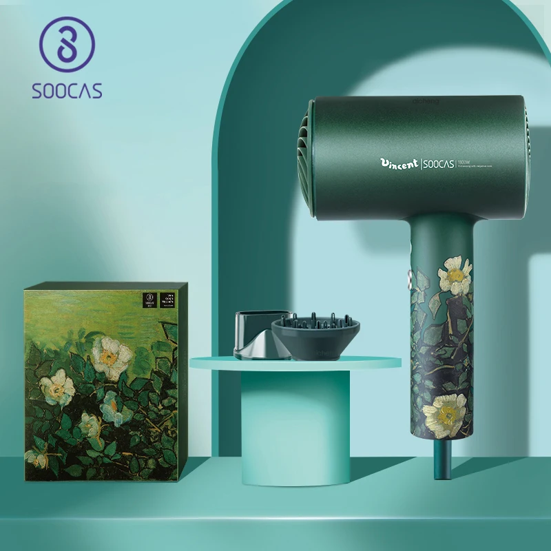 Профессиональный фен SOOCAS H5 1800 Вт зеленый анион мощный электрический с