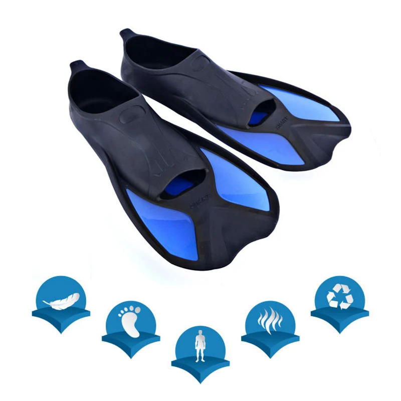 Adult Kids Silicone Short Fins Flippers Training  Swim Snorkelling Travel Dive 