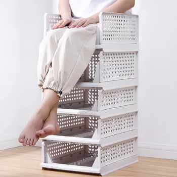 

Plastic Clothes Storage Racks Box Multi-Layer Folding Board Drawer Clothing Storage Baskets Holders Wardrobe Home Organization