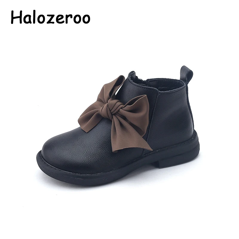 2020 Kids Bow Boots Baby Girls Ankle Boots Children Leather Dress Shoes