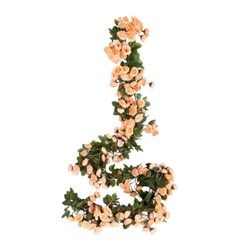 

2PCS 69 Heads Fake Rose Vine Flowers Plants Artificial Flower Hanging Rose Wedding Party Garden Craft Art Decor,Yellow