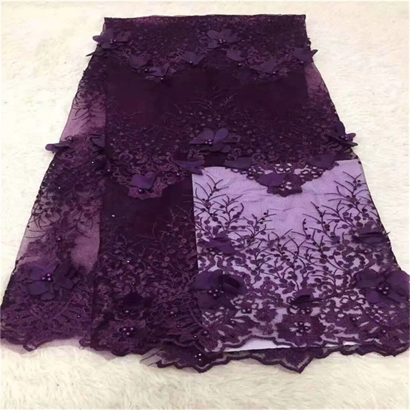 Модная африканская кружевная ткань высокого качества 3D Цветочная вышивка с