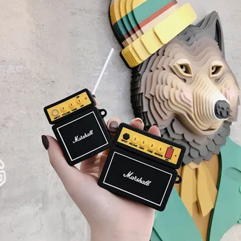 

Luxury brand retro audio Wireless Earphone Charging case for AirPods 1 2 3D Soft silicon Bluetooth Headset cover for airpods pro