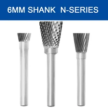 

6mm Shank Carbide Burr Bit Rotary File Tungsten Steel Grinder Milling Cutter Single Double Groove Grinding Head Dremel Tools