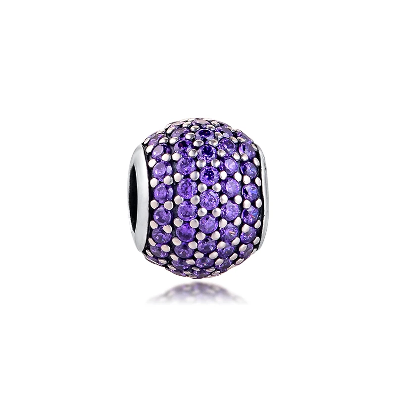 

Fits For CKK Bracelets Pave Charms with Purple CZ 100% Sterling Silver Jewelry Beads Free Shipping