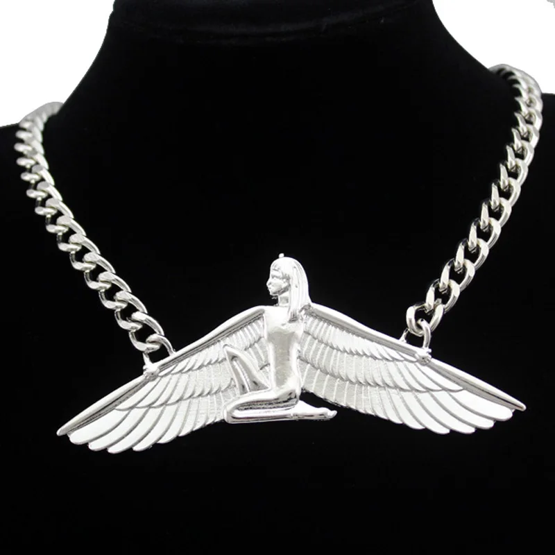 Indina Isis Ankh крыло массивная цепочка ожерелье для женщин MenVintage египетская богиня Wicca Pagan Ведьмак Ювелирные изделия Чокер