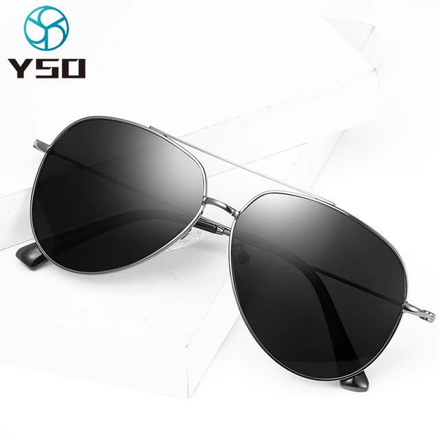 YSO Oversized Sunglasses Men Metal Frame Polarized UV Protection