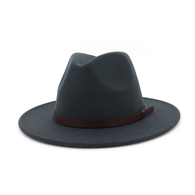 Dark Grey FS, женские, мужские, фетровые шляпы, топ, джаз, шляпа, европейская, американская, шерстяные, круглые, шапки, зима, осень, женские, котелок, шапки, Feminino Gorro - Цвет: Dark Grey