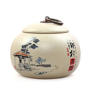 

CRUDE POTTERY TEA CADDY CERAMIC COFFEE JAR KITCHEN NUT SEALED STORAGE TANK PUER TEA BOX GREEN TEA WHITE TEA CANISTER