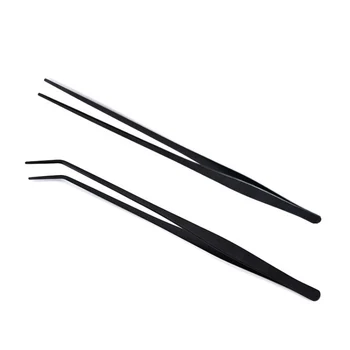 

2 pcs/set Stainless Steel Water Grass Clip Aquarium Maintenance Tool 15 Inch Long Tweezers Straight And Curved Cleaning Tools