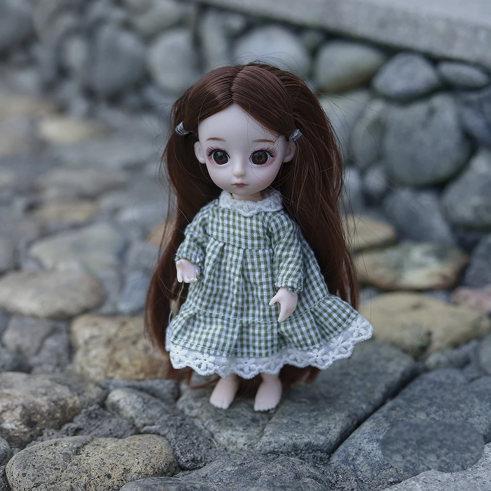 Новинка 16 см BJD кукла с париком 3D глаза одежда наряд обувь парик волосы макияж подвижные суставы кукла для девочек подарок