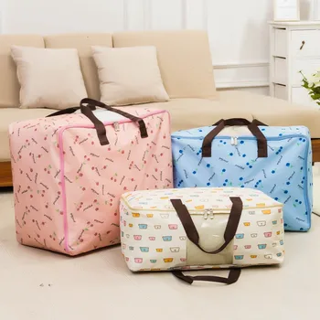 

Quilt With Cotton Wadding Accept Bag Bring Handle Quilt Arrangement Box Thickening Oxford Cloth Can Window House-moving Sack