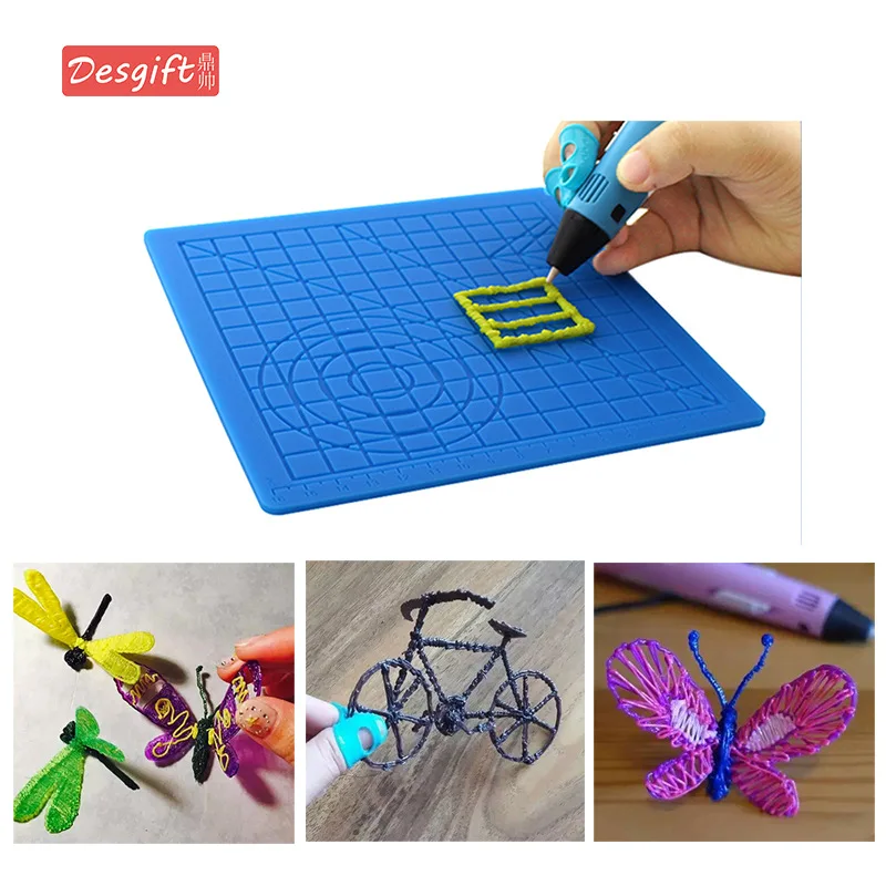 

Cross Border DIY Silica Gel 3D 3D Printing Pen Toy Coaster Square with Plaid Creative Picture Pad with 2 PCs Finger Stall