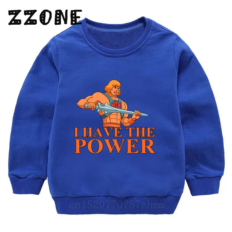 Детские толстовки с капюшоном детские забавные толстовки с принтом «Masters of The Universe He-Man» пуловер для малышей топы для девочек и мальчиков, осенняя одежда KYT5258