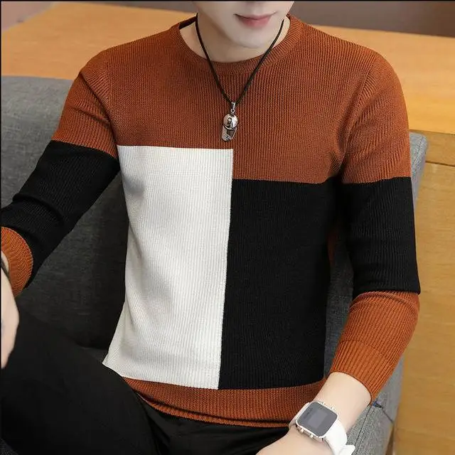 coffee Winter New Arrivals Thick Warm Sweaters O-Neck Wool Sweater Men Brand Clothing Knitted Cashmere Pullover Men m-3xl - Цвет: coffee