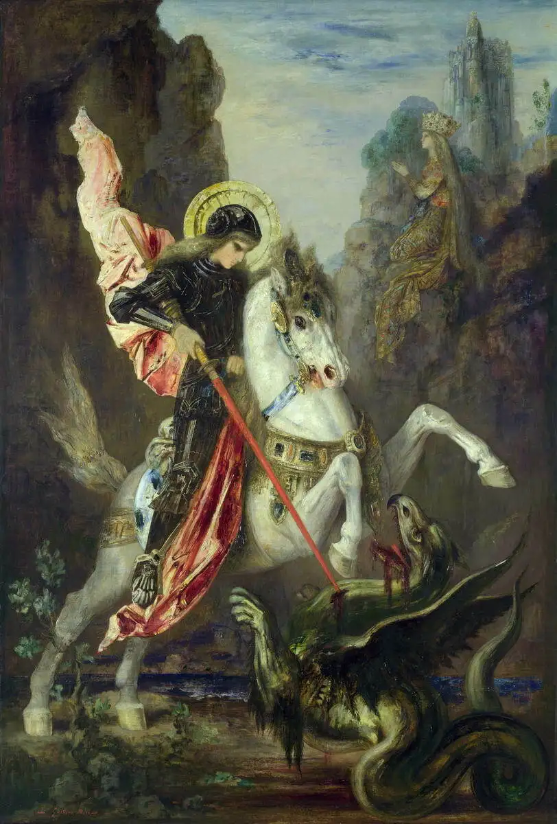 Художественный постер Gustave Moreau Saint George and the Dragon картины маслом холст для домашнего