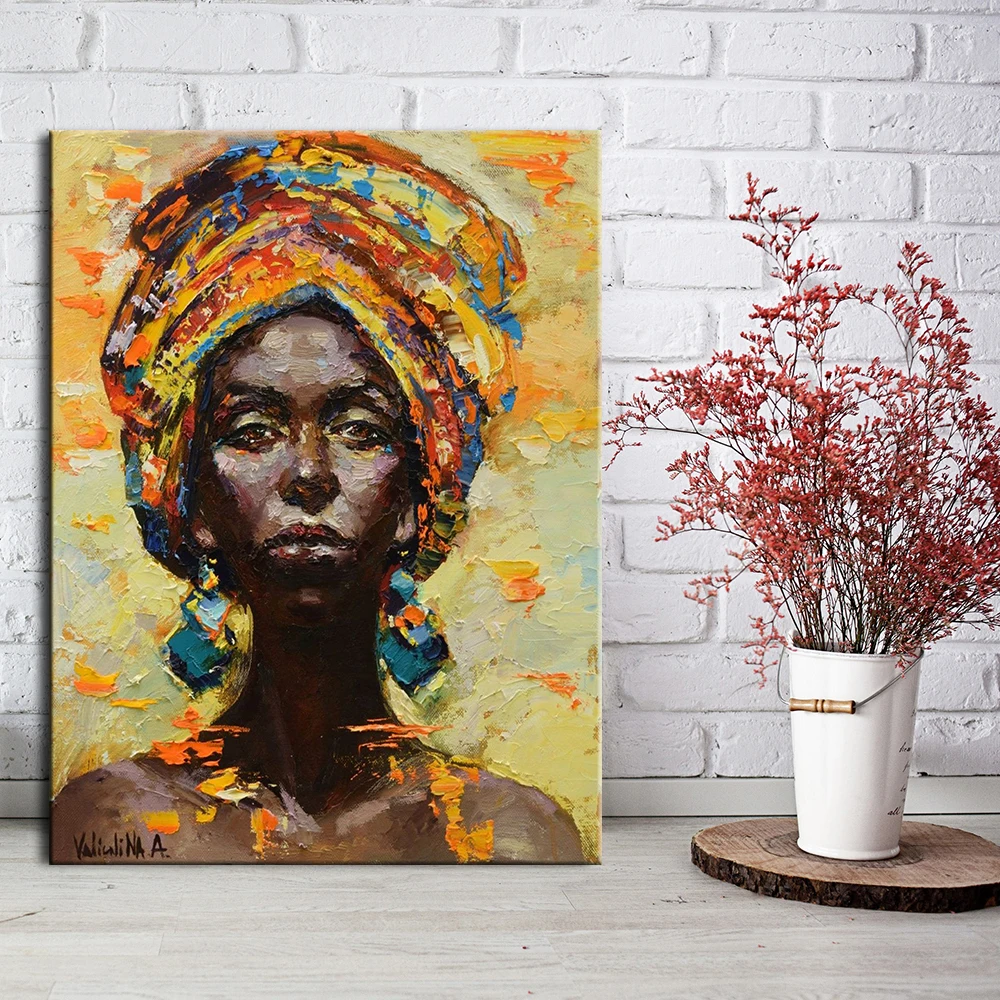 Best Quality Paintings African Art Black And Gold Woman Painting Canvas