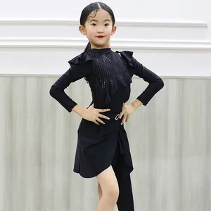 Latin Dance Dress Girls Ballroom Dress Stage Costume Designer Clothes Long Sleeve Salsa Dancing Outfit Tango Dancewear DL7671