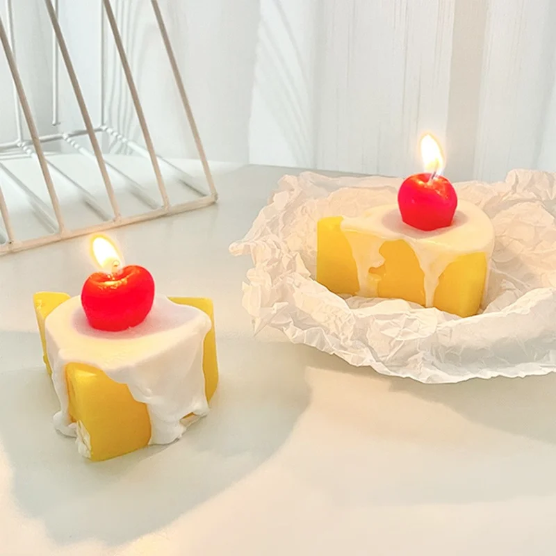 Household decor cute food candle Cherry Cheese Shape Scented Candle Home Decor Table Centerpiece party wedding decoration | Дом и сад