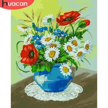 

HUACAN DIY Pictures By Number Flower Kits Home Decoration Painting By Numbers Vase Drawing On Canvas HandPainted Art Gift