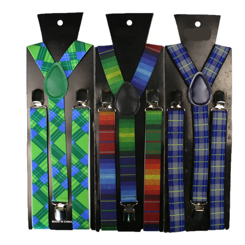 

Hot Sale 2.5cm Width Adjustable Belt Elastic Unisex Adult Striped Suspender Creative Plaid Floral Braces Suspender High Quality