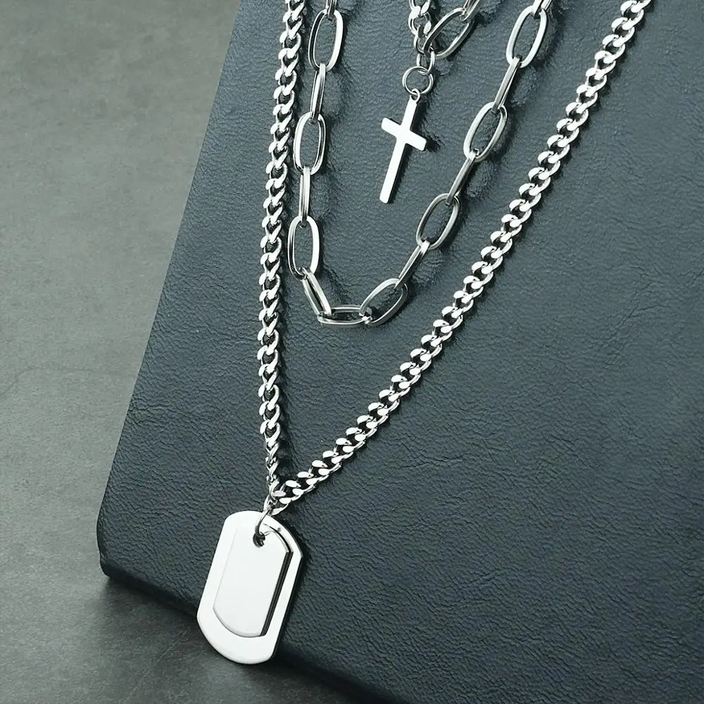 cross square Панк-стиль, готический замок, цепочка, ожерелье для женщин, женские крутые подвески, висячий замок, ожерелье из нержавеющей стали, ювелирные аксессуары - Окраска металла: cross square