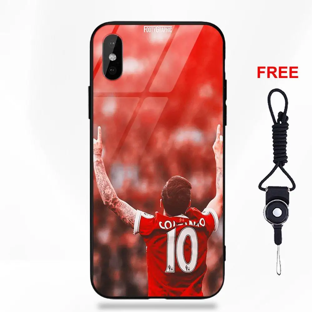 Для aррle iрhone 5 5C 5S SE 6 6S 7 8 Plus X XS Max XR Мягкий ТПУ чехол+ закаленное Стекло модные футболист Coutinho № 10 плакат