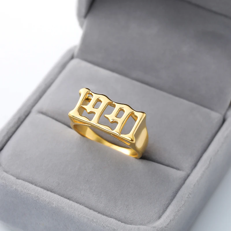 

Ring for Women Stainless Steel Year Number Custom Gold Silver Rings Female Rose Ring Anillos Mujer Number Wedding Ring Jewelry