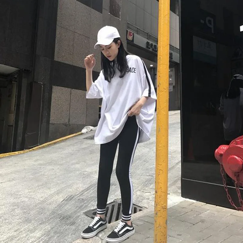

Summer New Style Simple Mixed Colors Slimming Short Sleeve T-shirt + Fashion Casual Skinny Athletic Pants Set Student