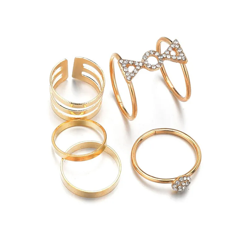 LETAPI 5 шт./компл. Мода Bague панк Совместное круг среднего пальца набор колец с