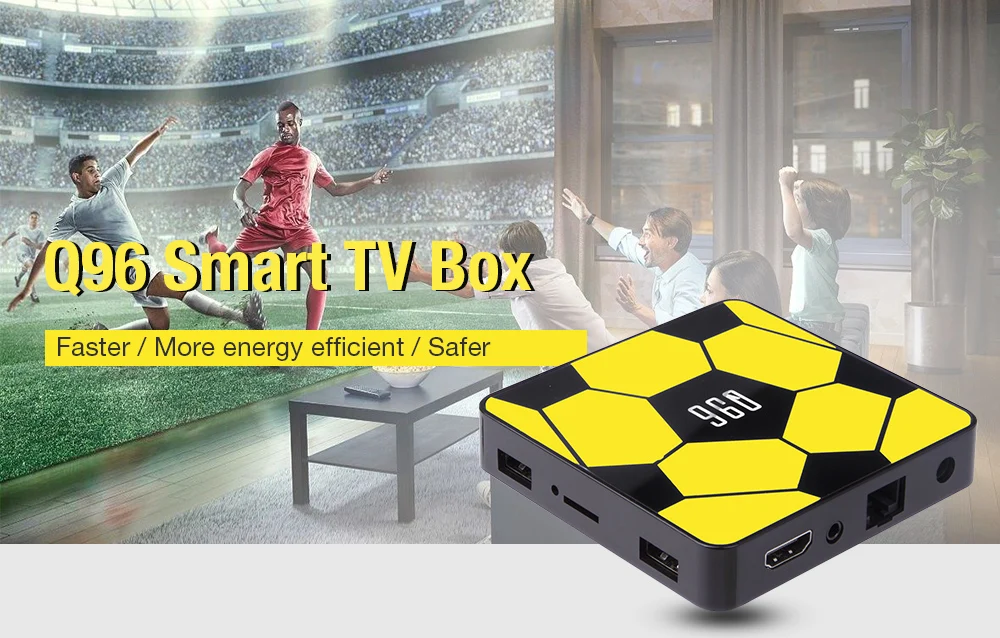 Q96 Smart tv Box с 2,4G голосовым пультом RK3229 Android 9,0 2 Гб 16 Гб телеприставка 2,4 ГГц WiFi 100 Мбит/с VP9 H.265 поддерживает HDR10