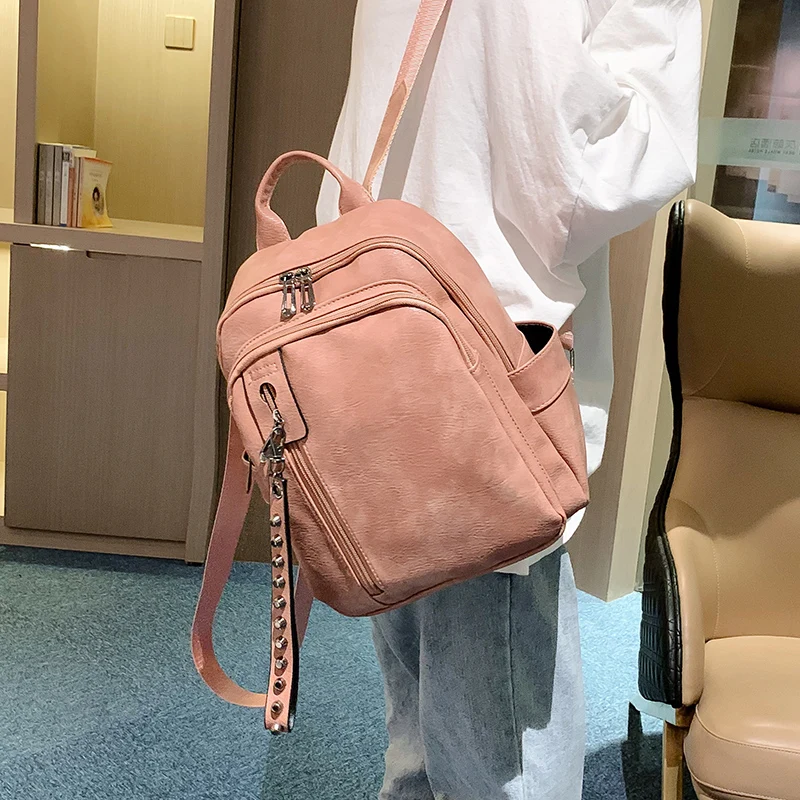 Женские многофункциональные рюкзаки для девочек, школьные сумки, винтажные кожаные рюкзаки для женщин, черные рюкзаки XA572H