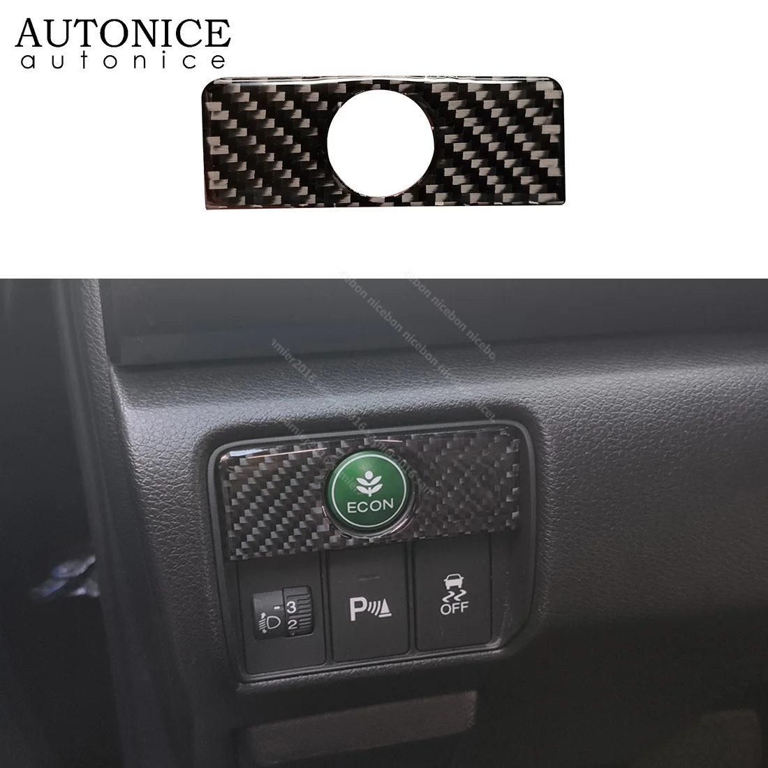 100% Подлинная панель кнопки ECON из углеродного волокна для Honda Accord 2013 2014 2015 2016 2017 |