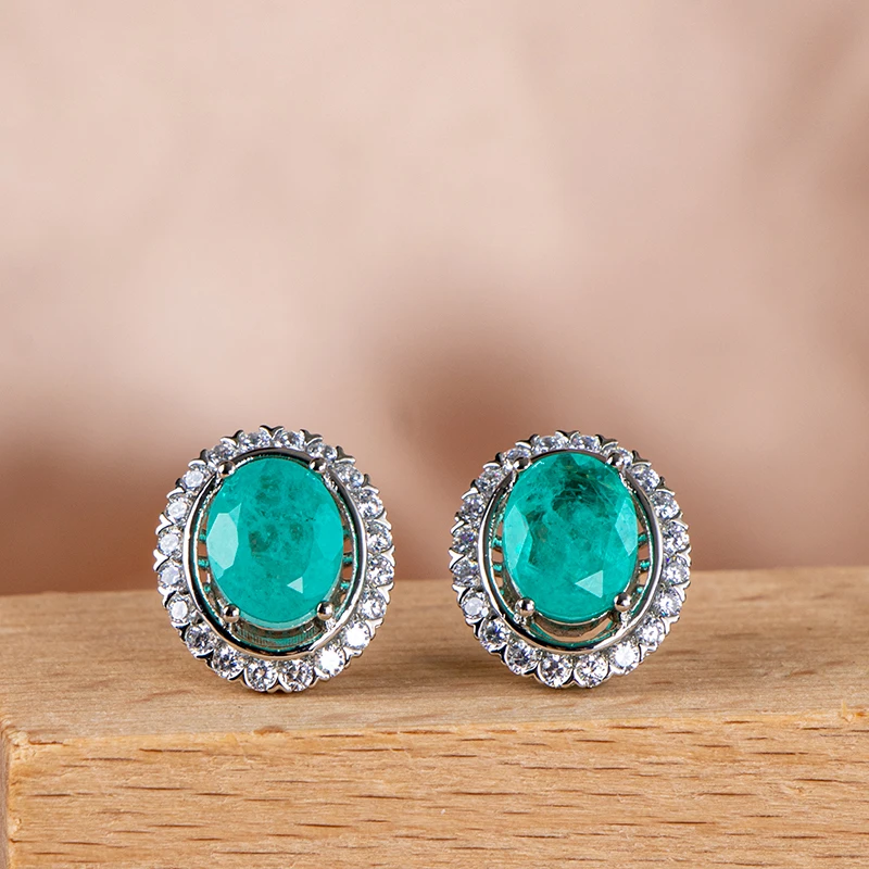 Cellacity 2022 100% 925 Sterling Silver Stub Earring With Paraiba Tourmaline Gemstone wedding party silver fine Jewelry  gift