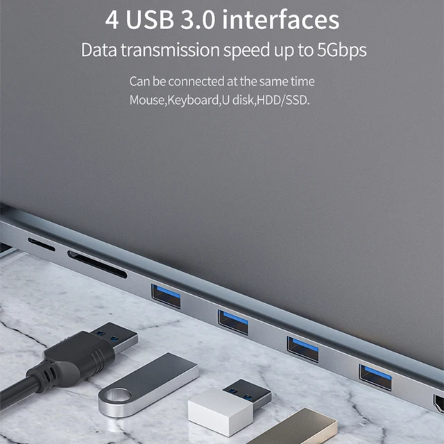 Type C to USB 3.0 Laptop Docking Station HDMI-Compatible Accessories All Cables Types Computer Computer Electronics Gadget cb5feb1b7314637725a2e7: Type C Dock Hub