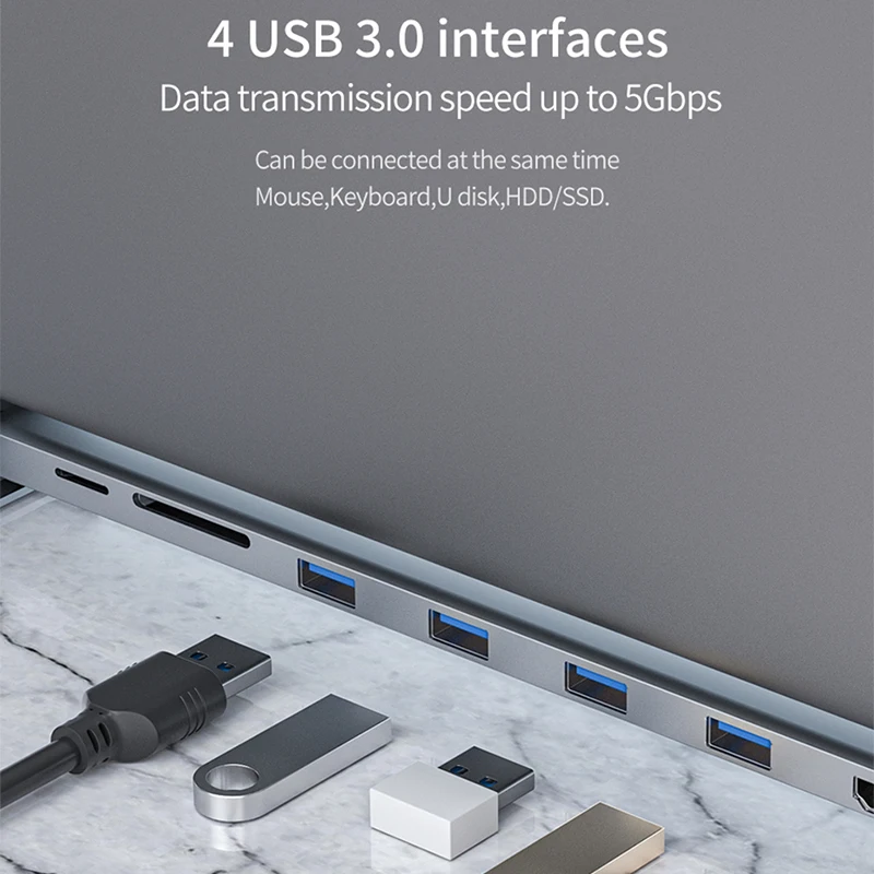 Acasis USB C док станция для ноутбука Type к 3 0 HDMI 4K RJ45 TF SD кардридер с PD зарядкой DELL Macbook
