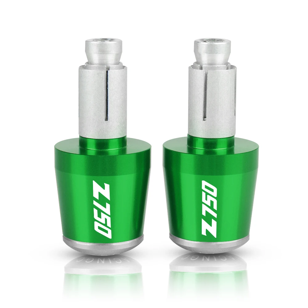 For KAWASAKI Z750 Z 750 2007 2008 2009 2010 2011 2012 Motorcycle Handlebar End Moto Grip Ends Plus Handle Bar Grips Ends Caps - Цвет: Green-Silver