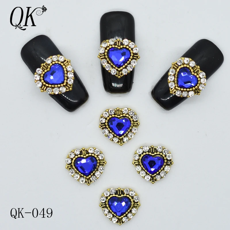QK-049 10 шт./лот сплав Новое поступление ногтей браслеты с подвесками с украшением в виде кристаллов бриллиантов СТРАЗА под камень нейл-арта украшения ювелирные изделия аксессуары Стразы - Цвет: QK-049