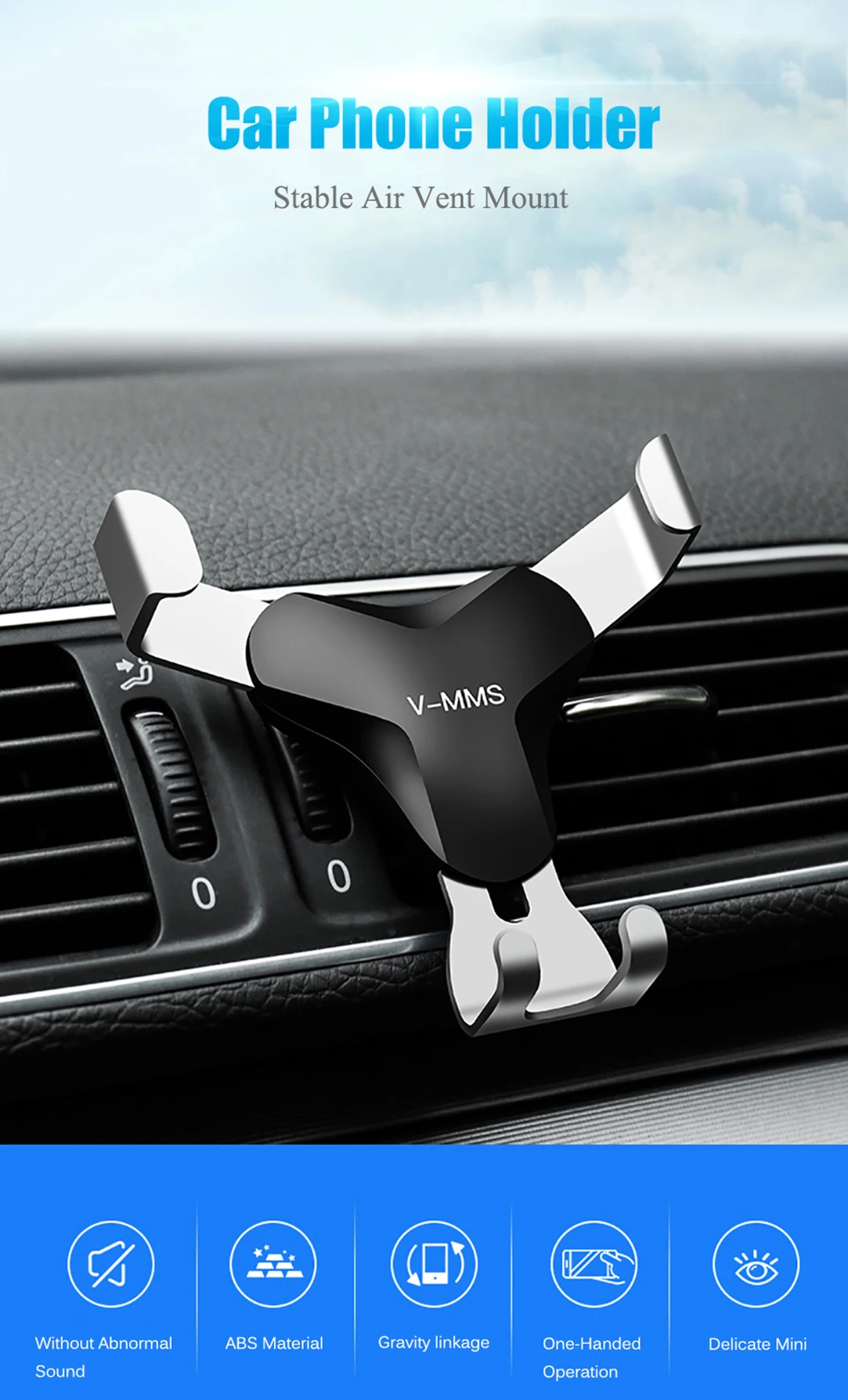 Support Téléphone Voiture LONIO® à Capteur Gravité - Rotation 360° - Universel - Noir