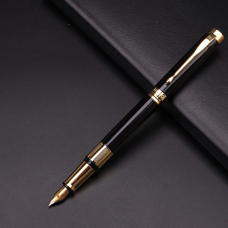 HERO elegant black business fountain pen exquisite workmanship 0.5mm iridium nib office signature ink and gift box 1pc | Канцтовары для