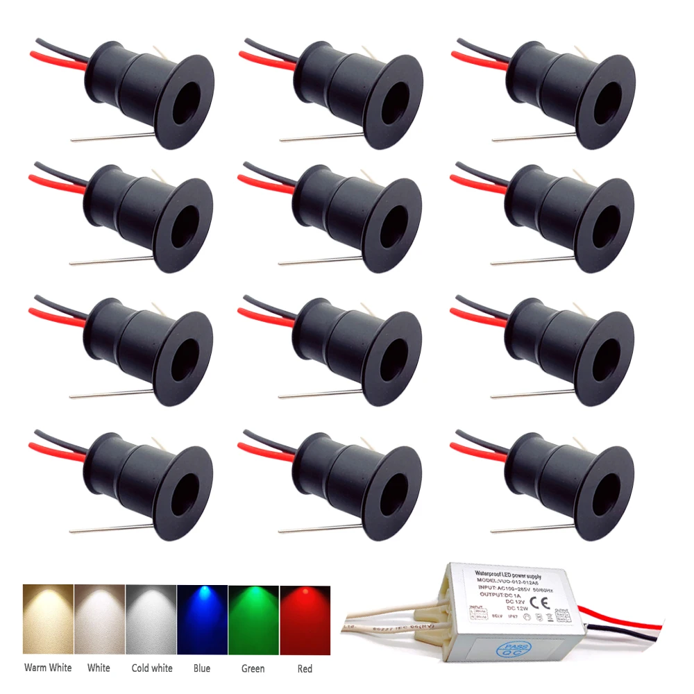 Mini foco LED de luz descendente IP65, 1W, CC de 12V, con fuente de alimentación IP67, lámpara de armario empotrada, foco para iluminación de techo de fiesta KTV