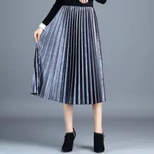 Весна осень Женская юбка с высокой талией тонкая трапециевидная плиссированная юбка элегантная юбка размера плюс