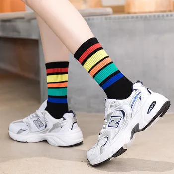 

Socks women's autumn and winter striped stockings Korean version of Joker sports student socks ins trend cute socks