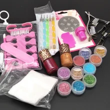 Потрясающий блеск для ногтей порошок лак для ногтей точка ручка DIY Набор для ногтей штампы для ногтей+ Скребки набор для дизайна ногтей