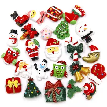 

10pcs Resin Miniature Christmas Decoration Xmas Tree Santa Claus Snowmen Snow Shape Ornaments DIY Craft Accessories Decoration