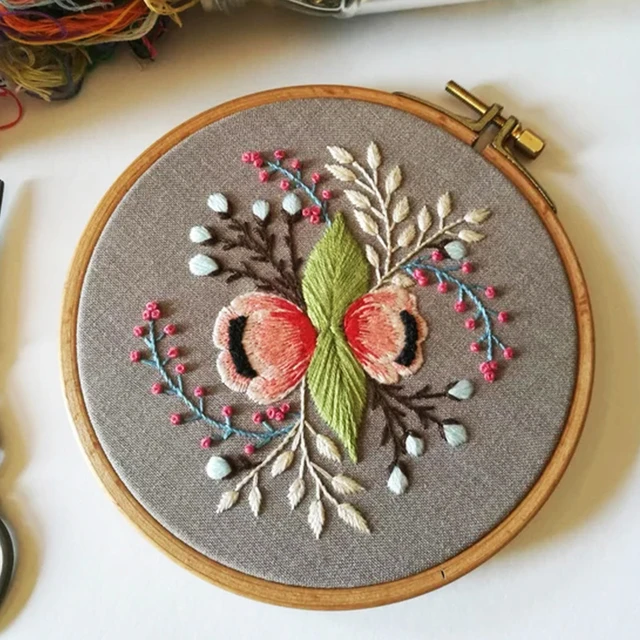 DIY Embroidery Flower Handwork Needlework for Beginner Cross Stitch Kit  Ribbon Painting Embroidery Hoop Home Decoration