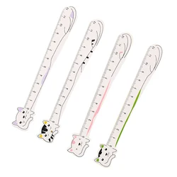 Règle en bois marque page en forme de chat, échelle de 12cm, dessin animé, peinture de tête, outils de mesure, bureau, école, écriture, papeterie cadeau pour étudiant 