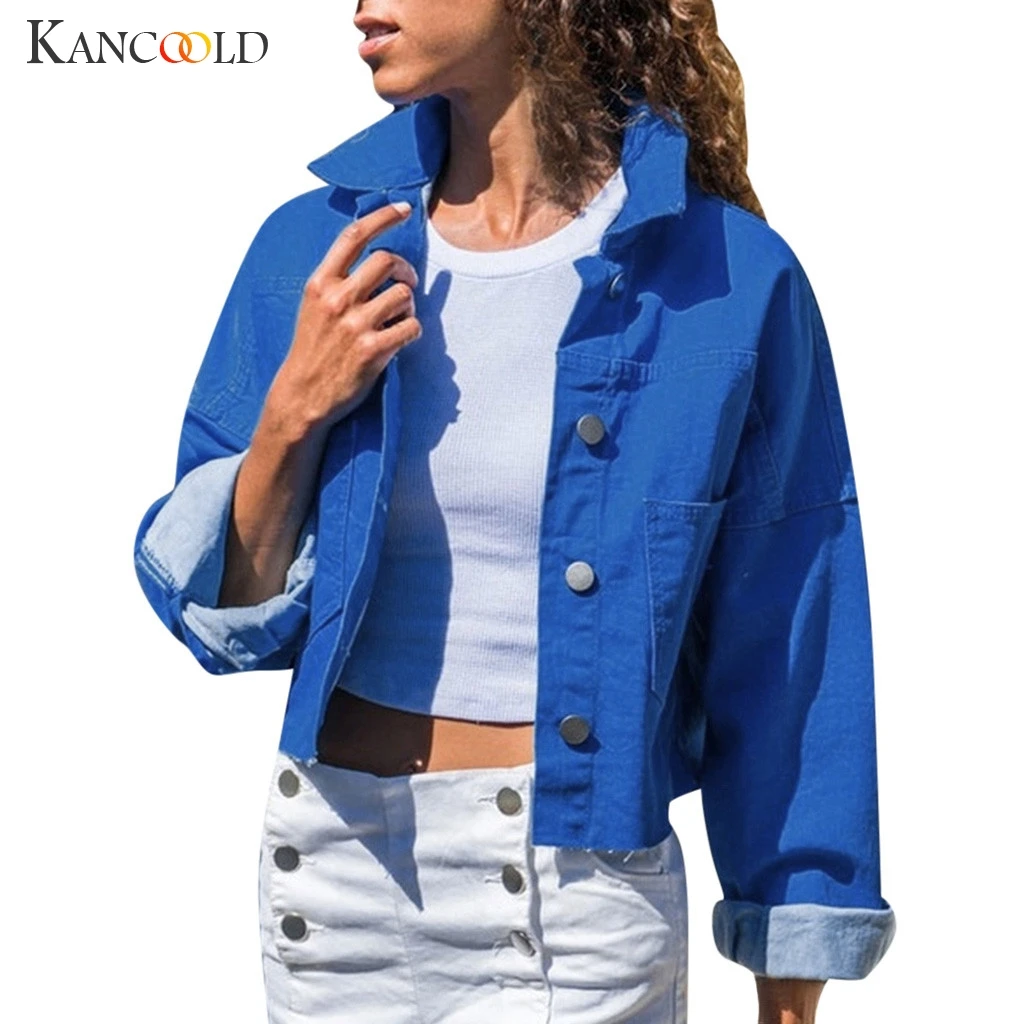 wonderful  KANCOOLD 2019 Autumn Long Sleeves Solid Jacket Women New Fashion Cardigan Coat Stand-collar Cotton 