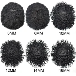 Wholesale 8x10 Afro Curl Toupee 100% Human Hair For Men Wig Mono with NPU Replacement System 3 Colors