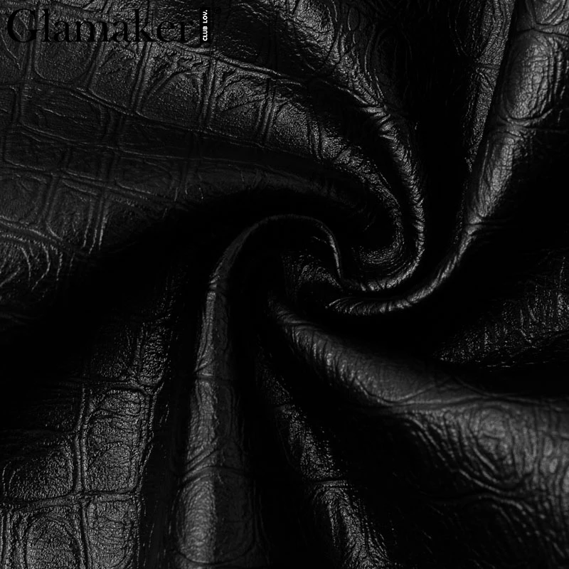 Glamaker сексуальные черные обтягивающие брюки с высокой талией женские модные брюки из крокодиловой кожи женские уличные штаны со шнуровкой на поясе осенние